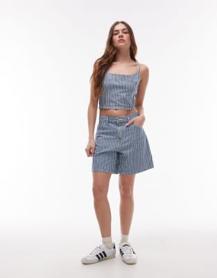 Levi's Denim Striped Cami Top In Blue