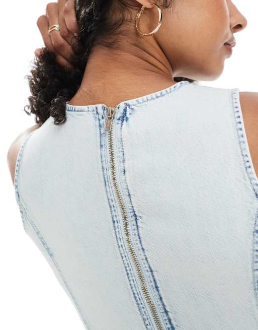 Levi's denim tank top in blue, 3 of 4