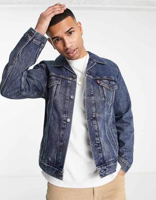 Levi's denim trucker jacket in dark navy wash | ASOS