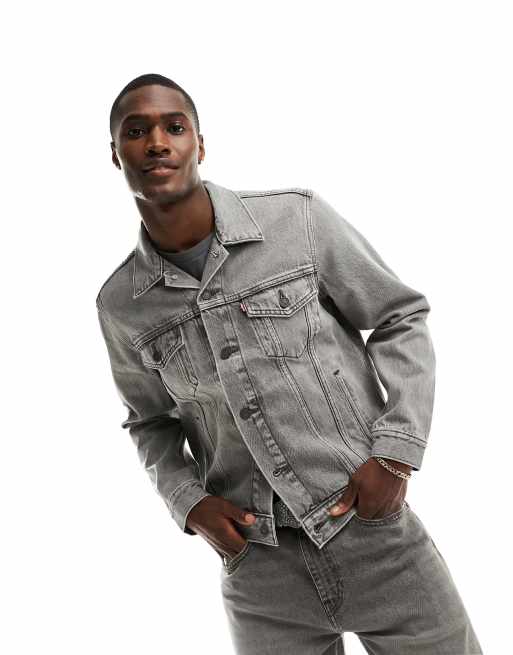 Levis gray denim on sale jacket