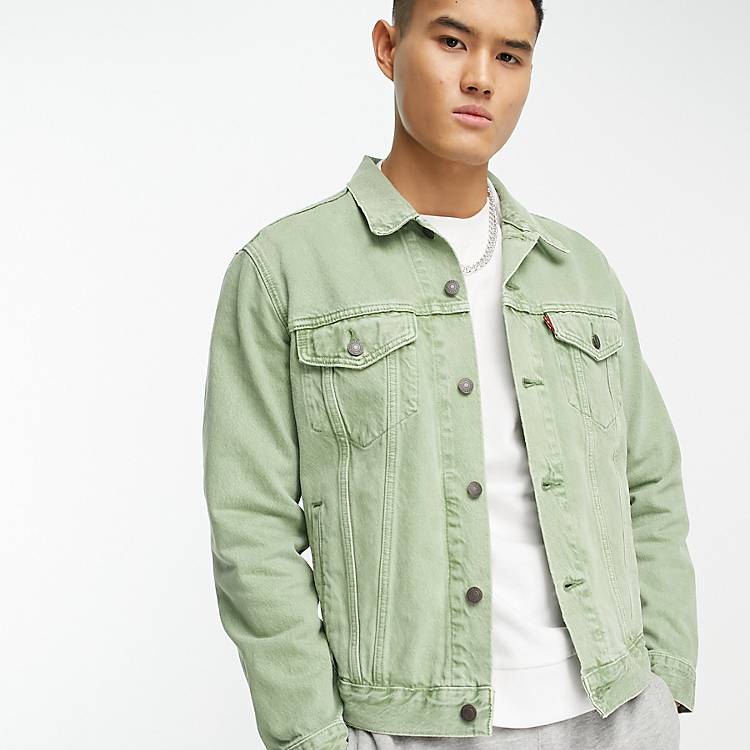 Levi's denim trucker jacket in light green with pockets | ASOS