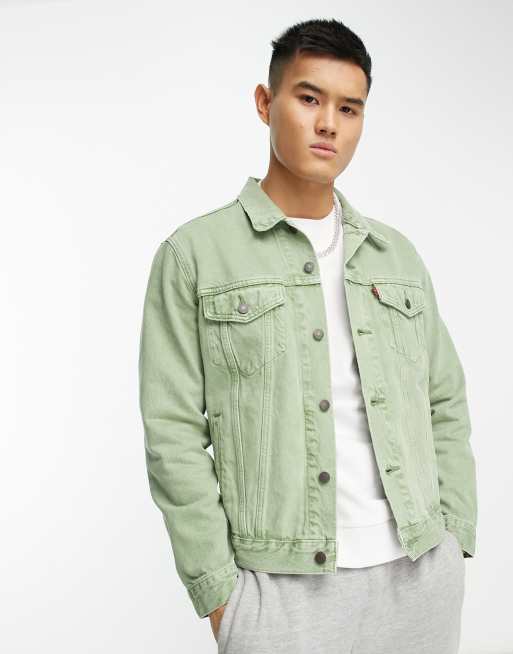 Levi's denim trucker jacket in light green with pockets | ASOS