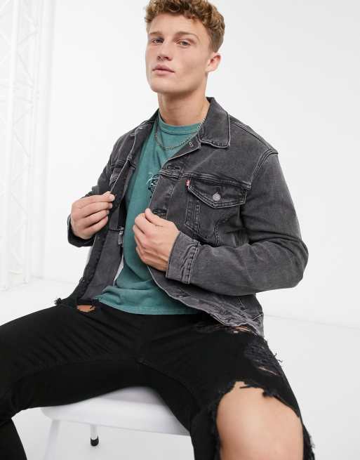 Levi's denim trucker jacket in washed black | ASOS