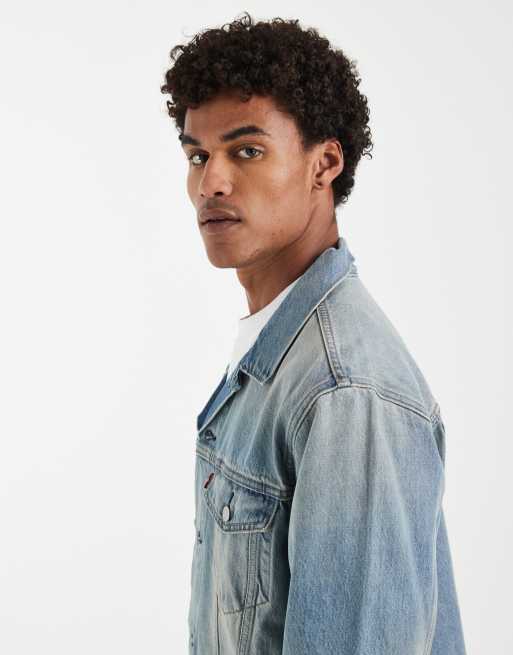 Levi's - Denim truckerjack met ruimvallende pasvorm in lichte vintage wassing, 4 van 5