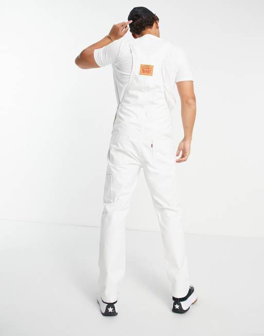 Levi's - Denim tuinbroek in wit, 3 van 4