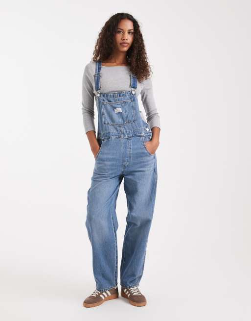 Levi's - Denim tuinbroek met vintage pasvorm in lichtblauw