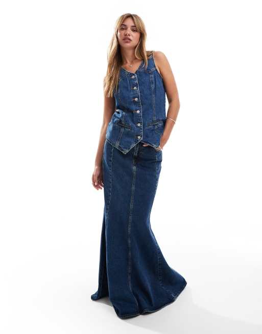 Levi's denim vest and mermaid skirt set in enchantment blue