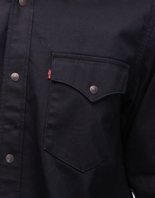 Levi's - Denim western overhemd met coating en ruimvallende pasvorm in donkere wassing, 5 van 5