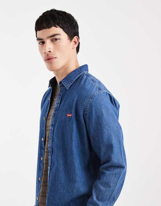Levi's denimskjorte med logoikon i mellemblå, 3 af 5