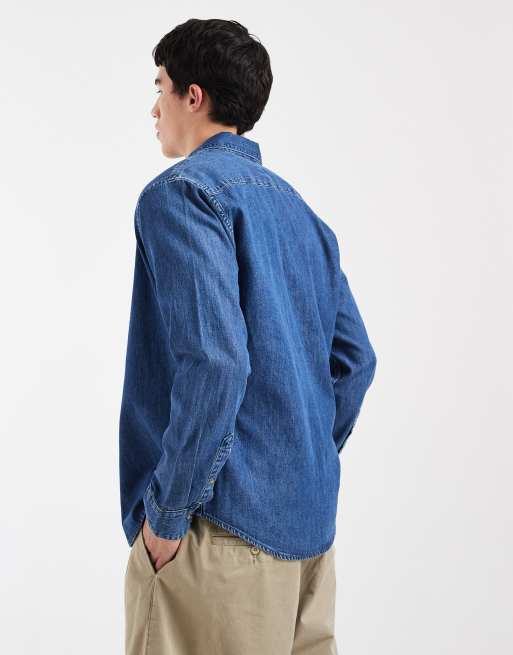 Levi's denimskjorte med logoikon i mellemblå, 5 af 5