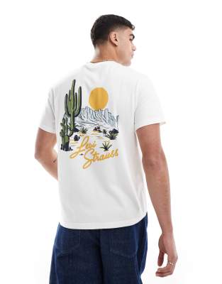 Levi's Desert Scene Logo Back Print T-shirt Relaxed Fit In White