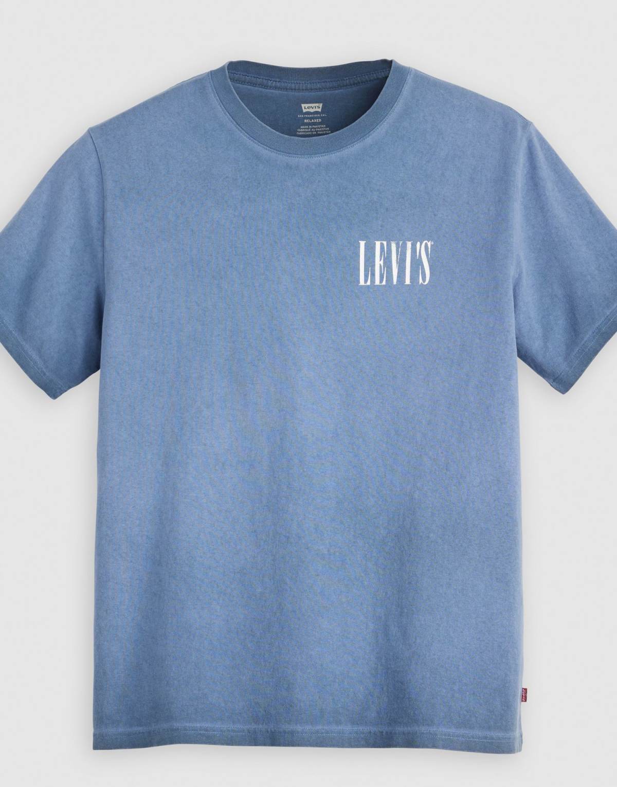 Levi's distressed serif logo oil wash relaxed fit t-shirt in mid blue