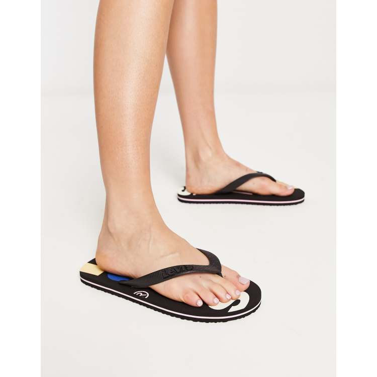 Levi s Dixon logo flip flop in black ASOS