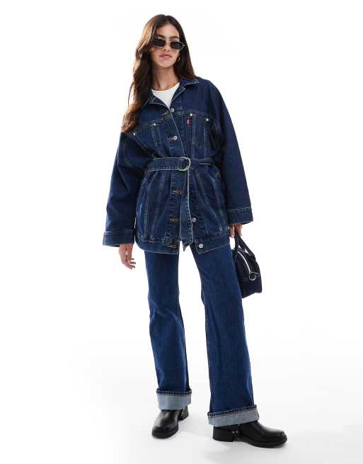 Levi s Dolman Veste camionneur oversize en jean a ceinture Bleu fonce