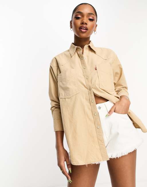 Levi s Donovan Western shirt in tan with logo