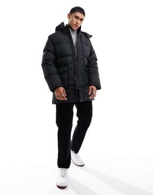 Levi's Levi's Down Laurel mid puffer jacket in black with hood