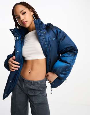 Levi’s Down pillow bubble puffer jacket in blue with logo