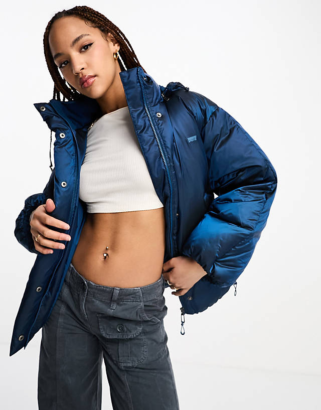 Levi's - down pillow bubble puffer jacket in blue with logo