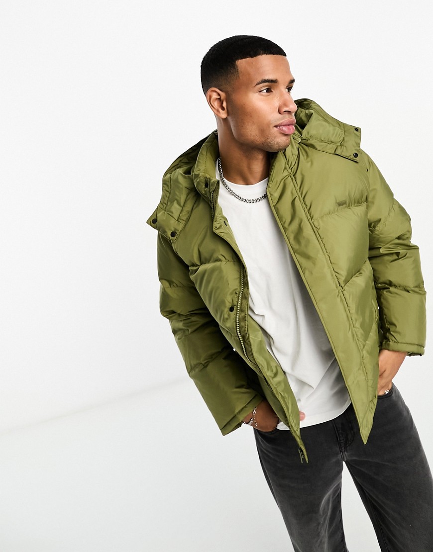 Levi’s Down Puffer jacket in olive green with hood