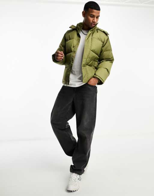 Levi s Down Puffer jacket in olive green with hood