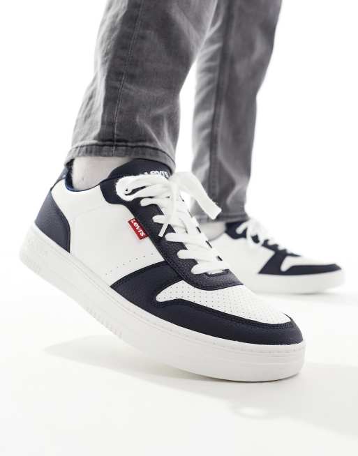 Levi's - Drive - Leren sneakers in marineblauw met logo