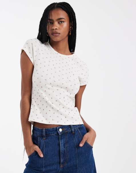 Levi's - Dry Goods - Ajourgebreide baby tee met fijne bloemenprint - view 1