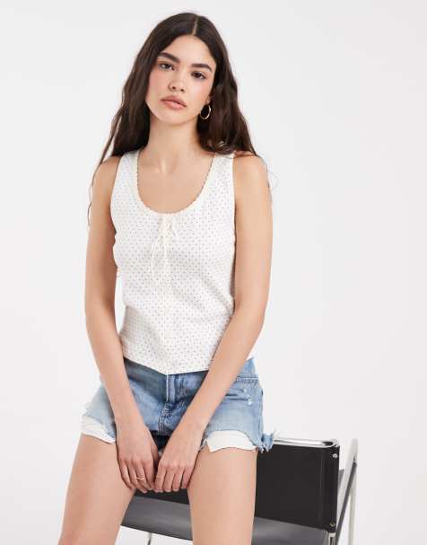 Levi's dry goods cami-topp med småblommigt pointellemönster i vitt - view 1