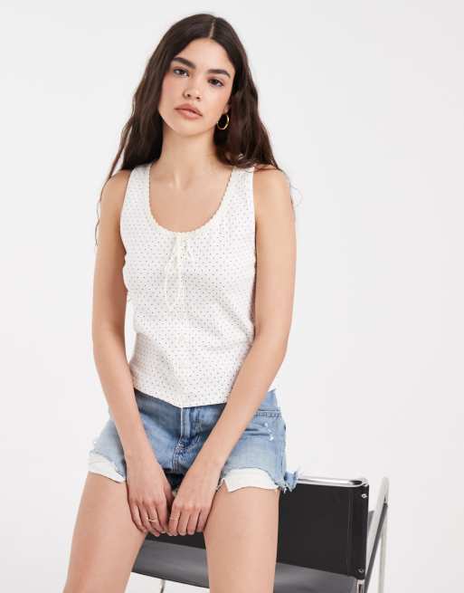 Levi's Dry Goods Camisole mit kleinem Print und Pointelle in Weiß, 2 von 5