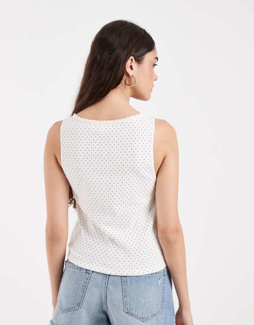 Levi's Dry Goods Camisole mit kleinem Print und Pointelle in Weiß, 3 von 5