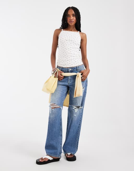 Levi's - Dry Goods - Canottiera traforata bianca con stampa a fiorellini, 3 di 4