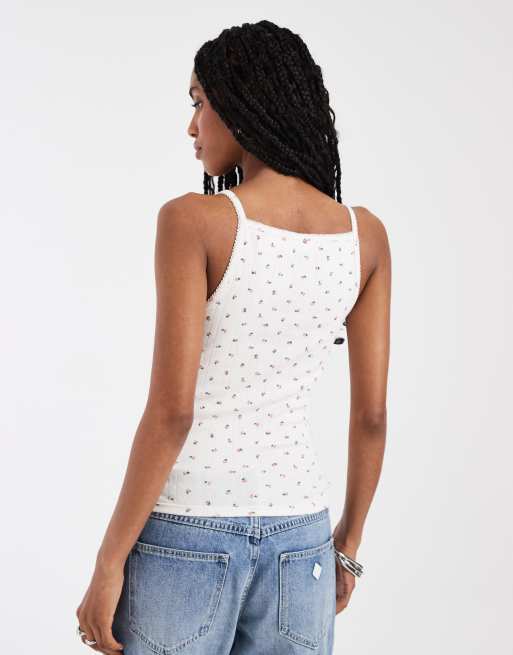 Levi's – Dry Goods – Pointelle-Camisole in Weiß mit Blümchenmuster, 4 von 4