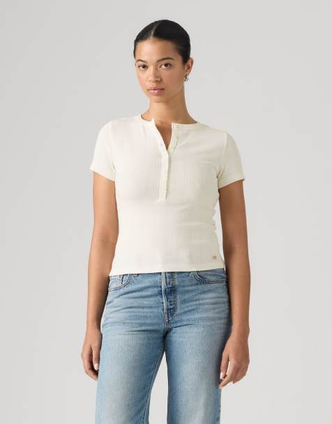 Levi's Dry goods pointelle henley t-shirt in cream - view 1
