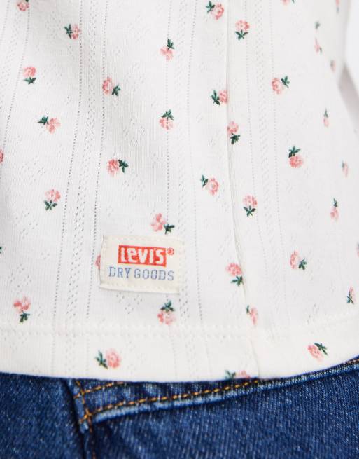 Levi's – Dry Goods – Småblommig, pointellestickad t-shirt i baby-design, 2 av 4