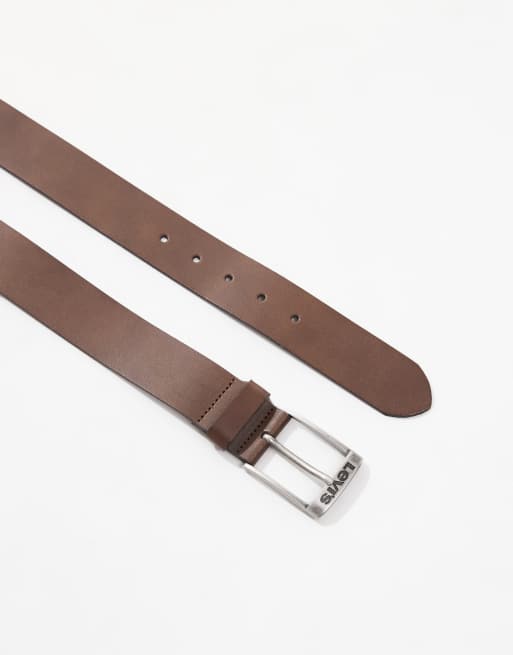 Levi's - Duncan - Cintura in pelle marrone scuro con logo e fibbia, 2 di 3