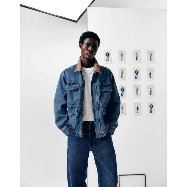 Levi's east port denim worker jacket mid wash | ASOS