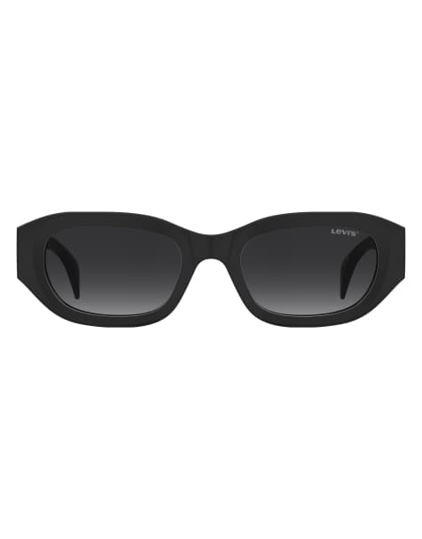 Levi's – Eckige Sonnenbrille in Schwarz mit dunkelgrauen Gläsern - view 1