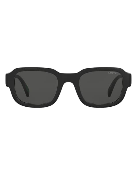 Levi's – Eckige Sonnenbrille in Schwarz mit grauen Gläsern - view 1