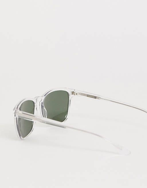 Levi\'s – Eckige Sonnenbrille mit transparentem Acetat-Rahmen und grünen  Gläsern | ASOS