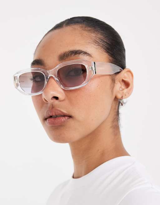 Levi's – Eckige, transparente Sonnenbrille mit braun-violetten Gläsern, 3 von 3