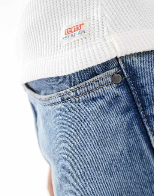 Levi's - Ecrufarvet henley-top med lange ærmer og vaffeltekstur, 3 af 4