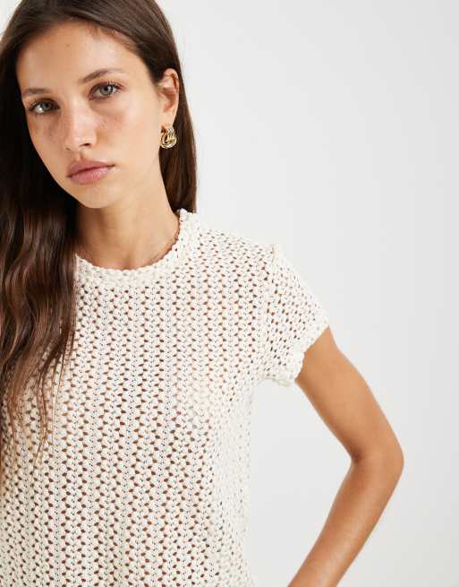 Levi's - Ecrufarvet T-shirt i blondestof med blomstermønster, 3 af 4