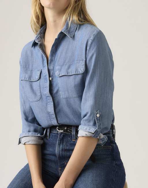 Levi's Elaine utility overhemd met knoopsluiting in blauw, 4 van 4