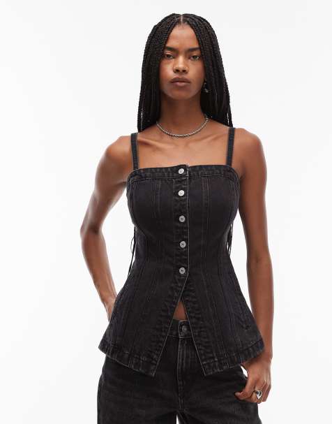 Levi's – Elegantes Bustier-Oberteil aus Denim in Schwarz - view 1