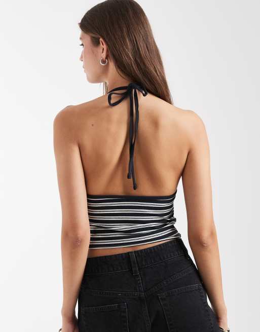 Levi's - Ella - Top allacciato al collo blu navy a righe , 4 di 4