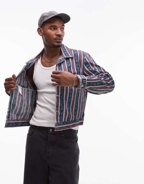 Levi's - Embarcadero Station - Veste décontractée en jean à rayures et logos - Bleu moyen - view 1
