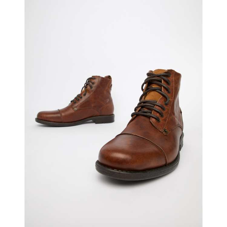 Levi's emerson leather boot in brown | ASOS