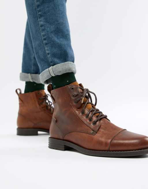 Levi's emerson leather boot in brown | ASOS