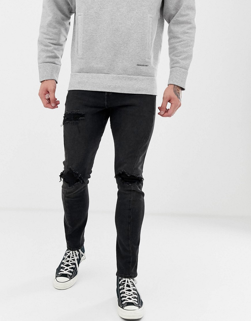 Levi's Engineered 512 – smalle tapered-fit snoede jeans i vasket sort