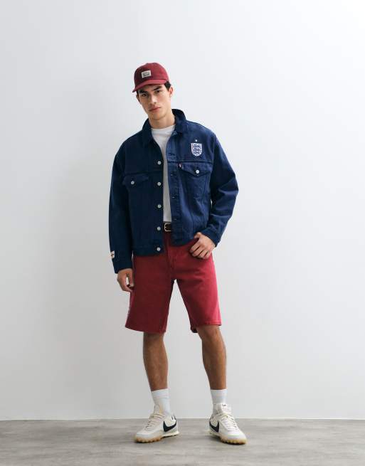Levi's England 478 baggy denim co-ord shorts in red wash, 2 of 5