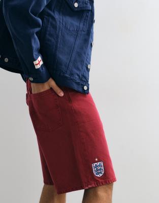 England 478 - Baggy-Jeansshorts in roter Waschung, Kombiteil Rot W30